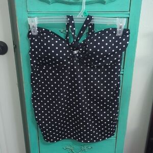 Destination Maternity Black and White Polka Dot Swim Top